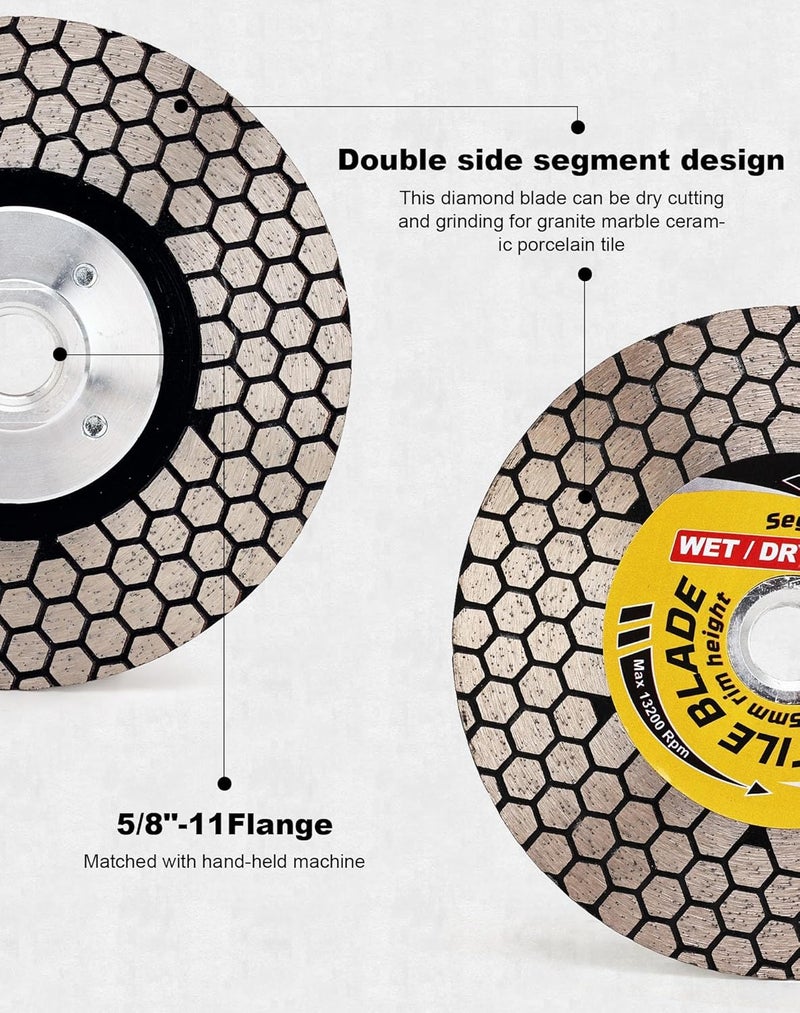 solidure Tile Blade 4.5“ Porcelain Blade with Removable 5/8"-11 Flange Cutting and Grinding for Granite Marble Porcelain Tiles - Image 5